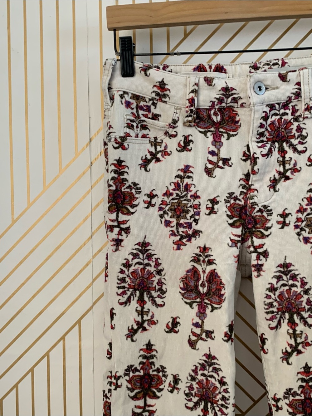 Anthropologie Pilcro High Rise Bootcut Pant Floral Corduroy 26 Tall cotton blend - Picture 5 of 12